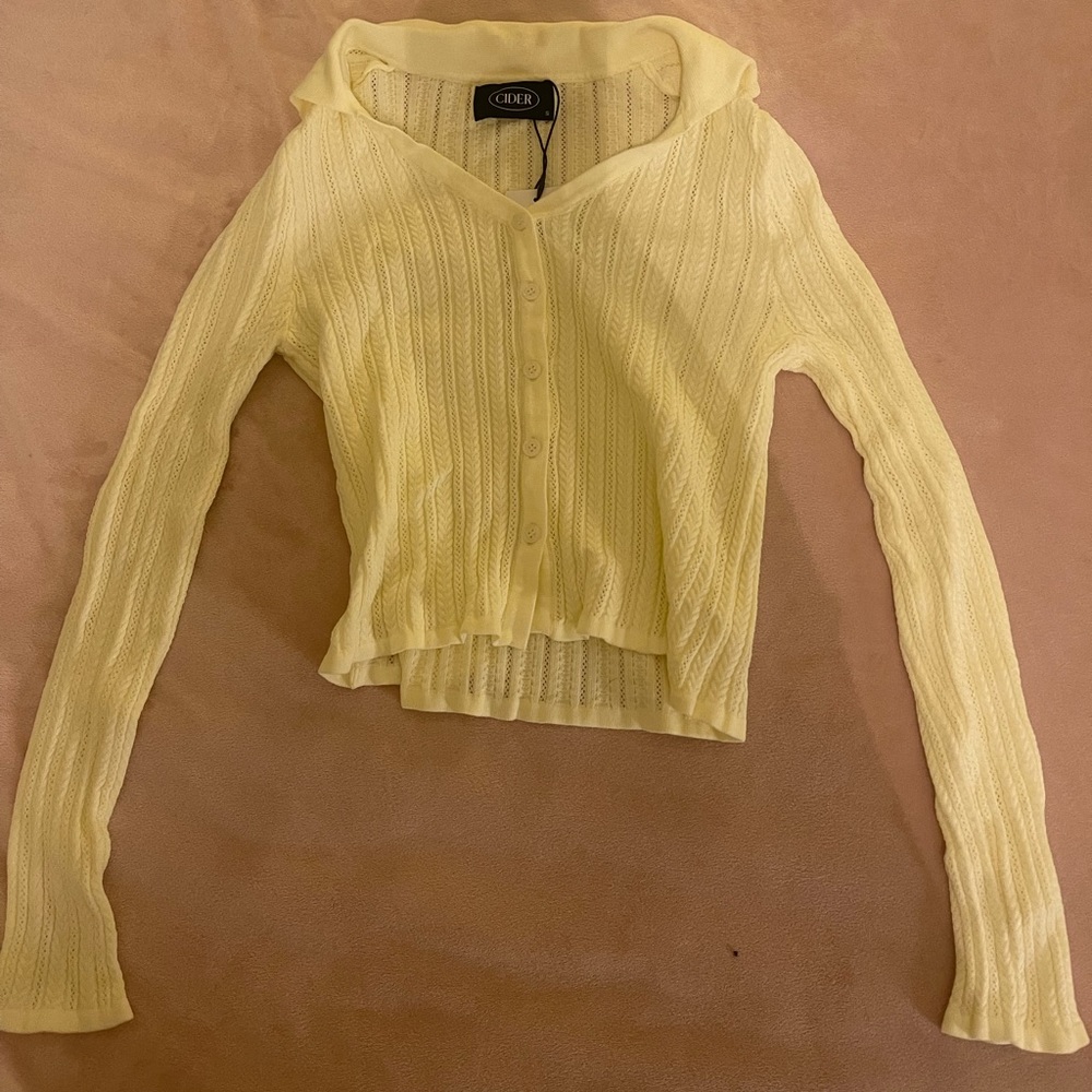 Long sleeve cream collared top from Cider, size small (new with tags)